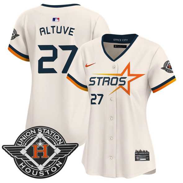 Womens Houston Astros #27 Jose Altuve Cream 2025 City Connect Limited Stitched Jersey Dzhi->mlb womens jerseys->MLB Jersey